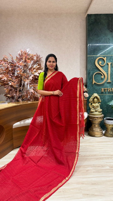 Red Linen paithani