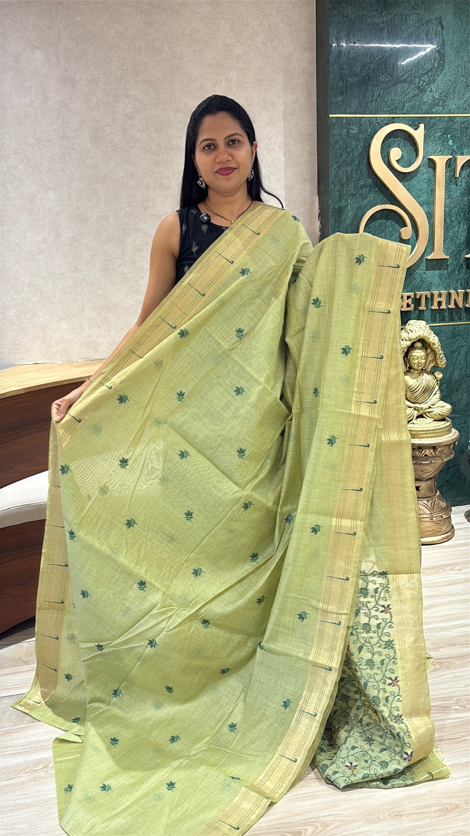 Munga cotton paithani green