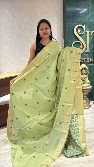 Munga cotton paithani green