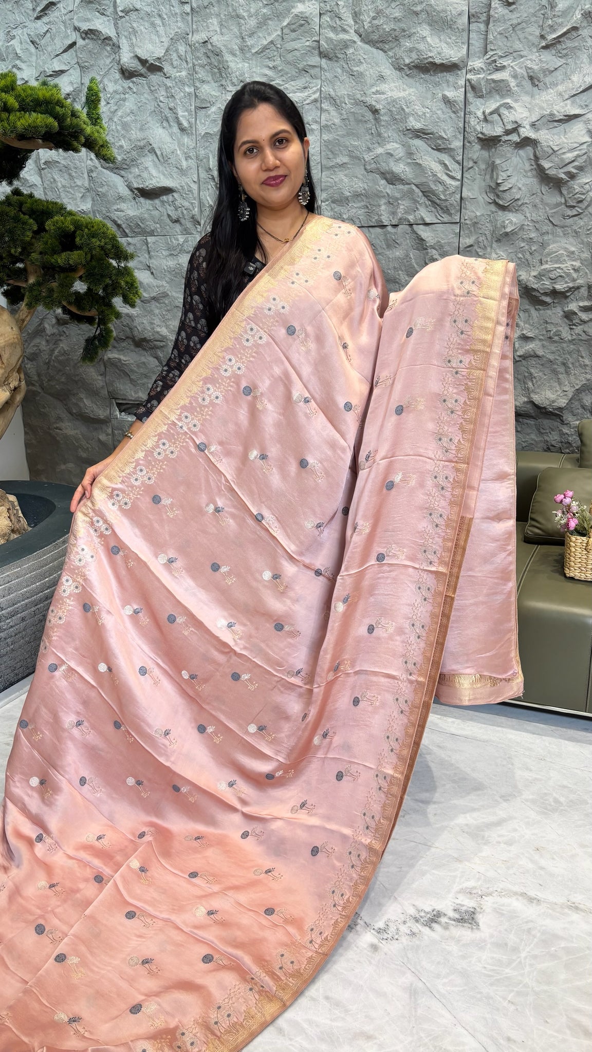 Pure Mashru silk peach