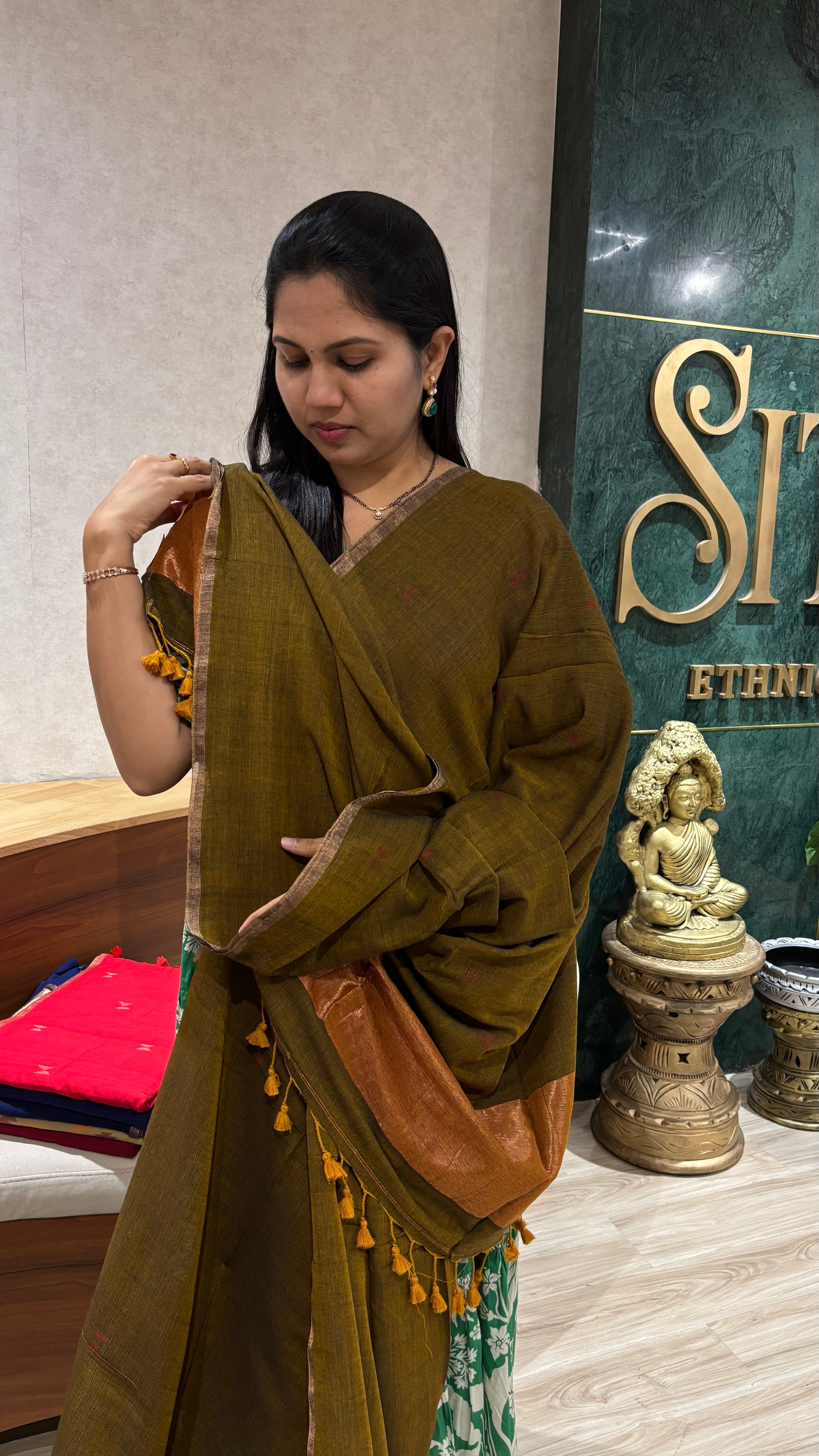 Mul cotton khaki color