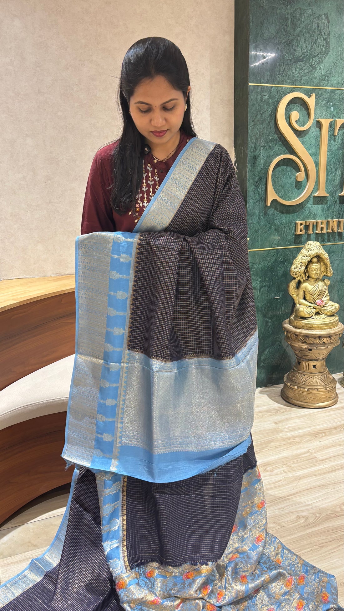 Russian silk navy blue