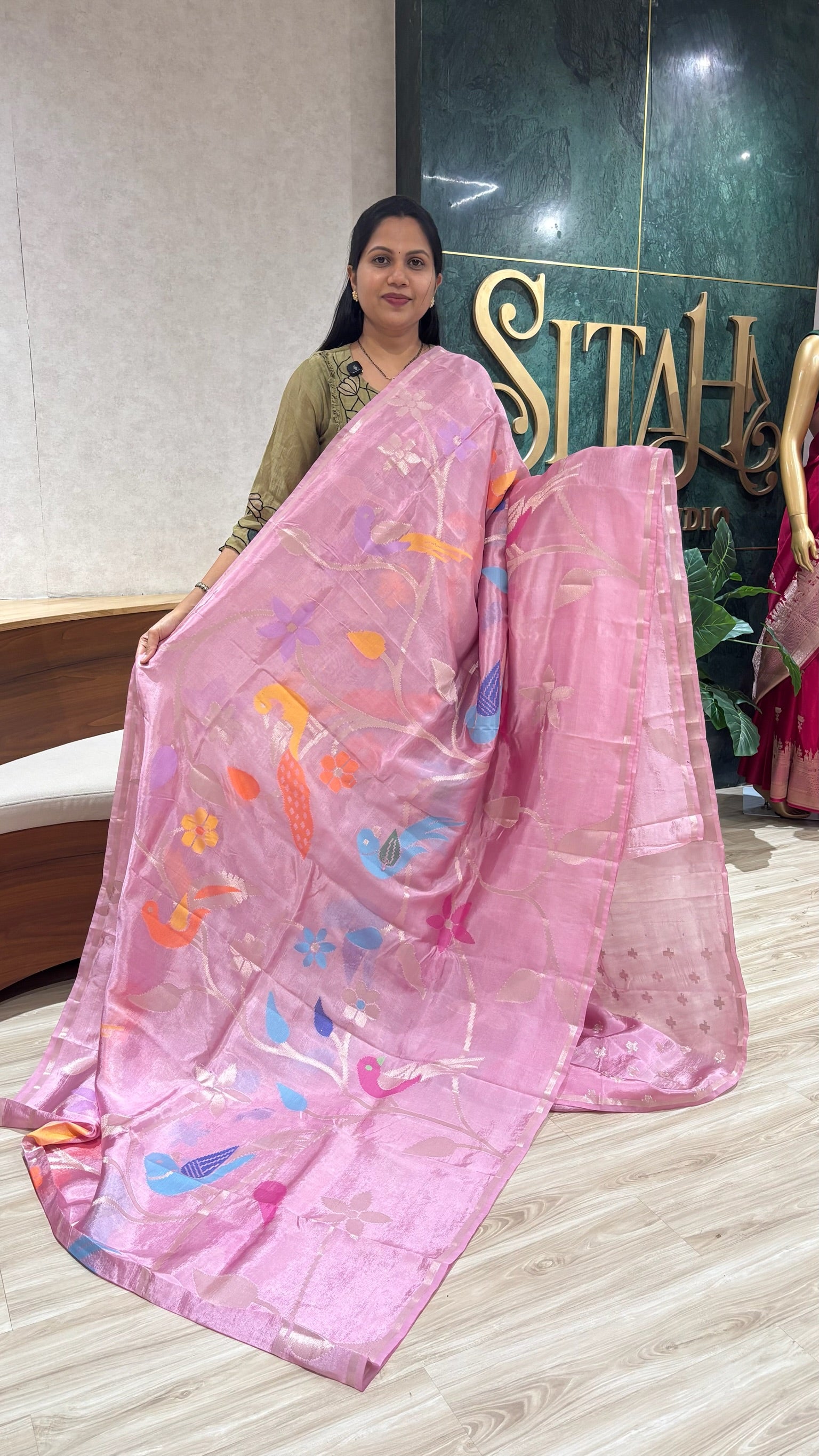 Paper silk allover baby pink