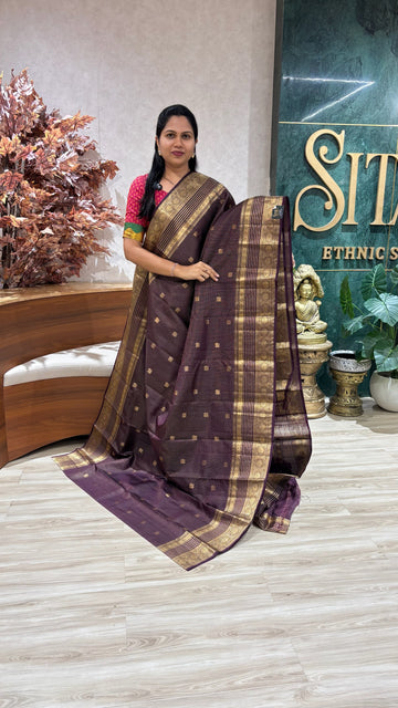 Handloom vintage Kanchi dual shade of purple