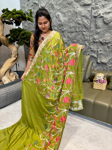 Satin organza mehindi green