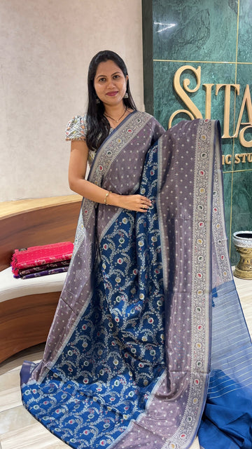 Tussar georgette blue