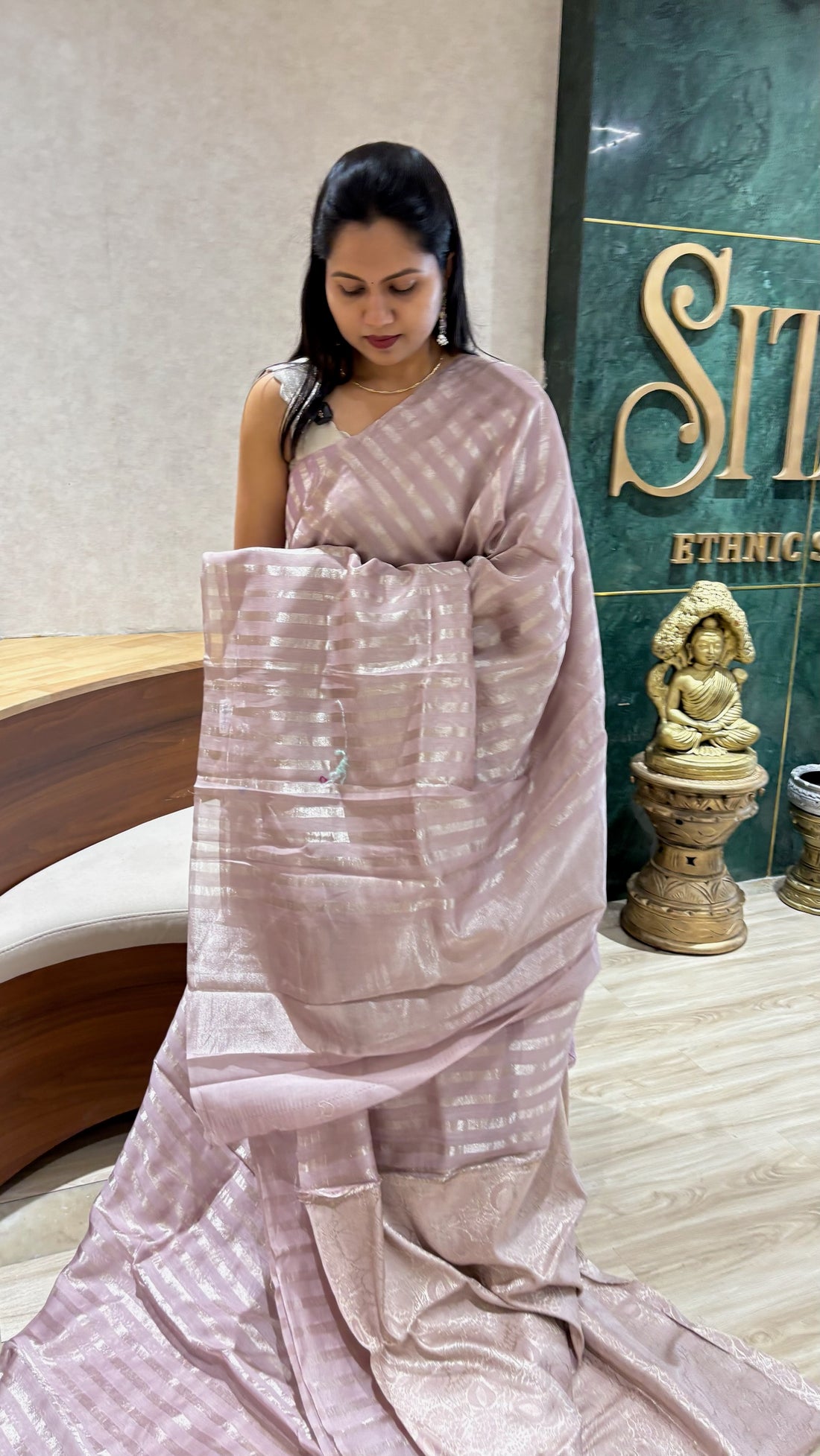 Chinia tissue brocade blouse onion pink