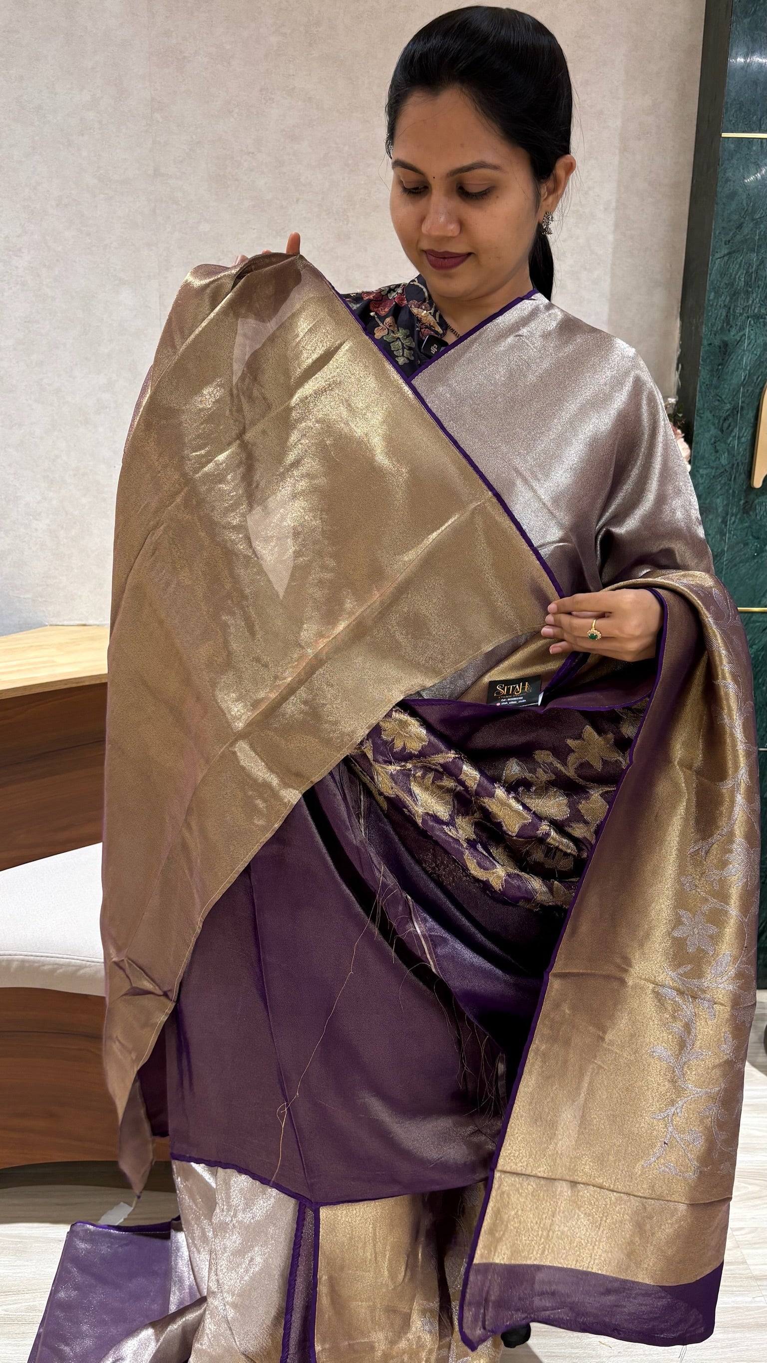 Banaras tissue  jaal purple