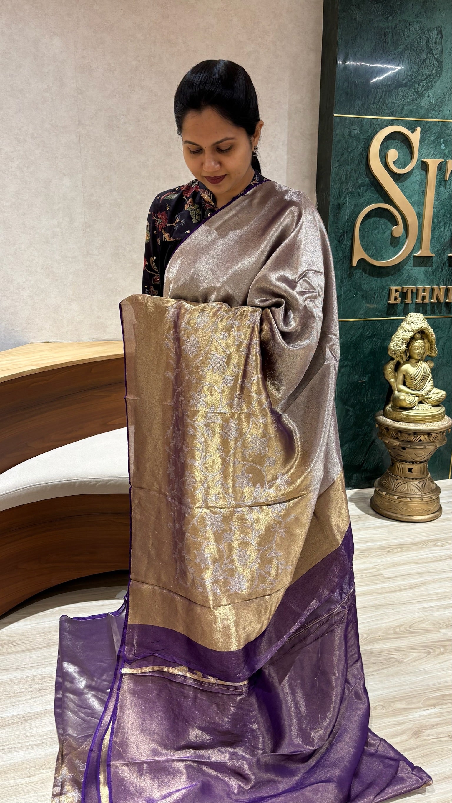 Banaras tissue  jaal purple