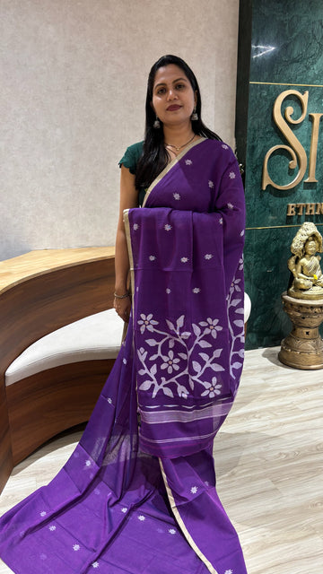 Jhamdani cotton purple