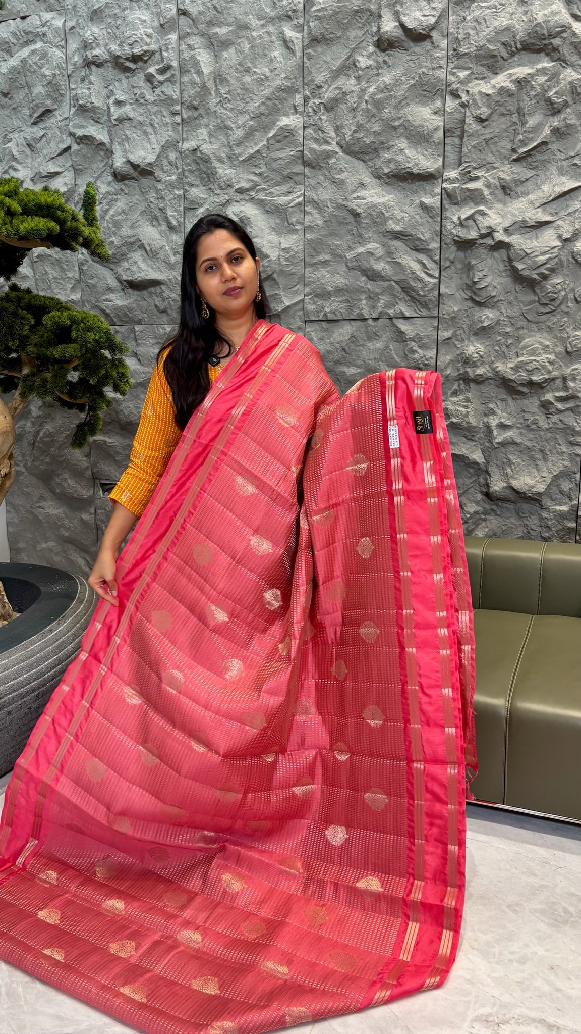 Budget mango pattu peach pink