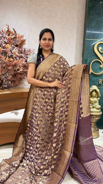 tissue banaras all over purple
