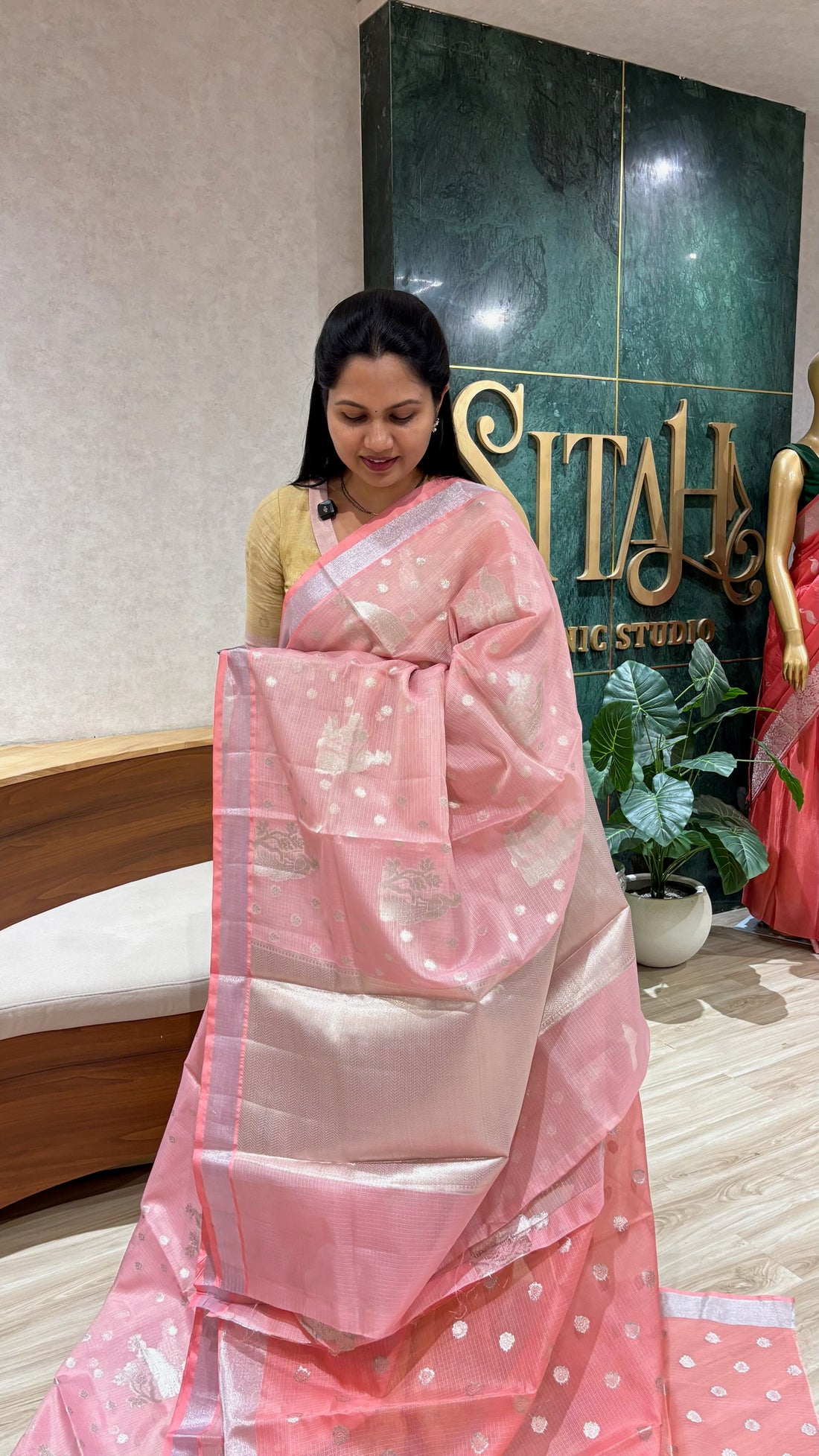 Silk kota peachish pink