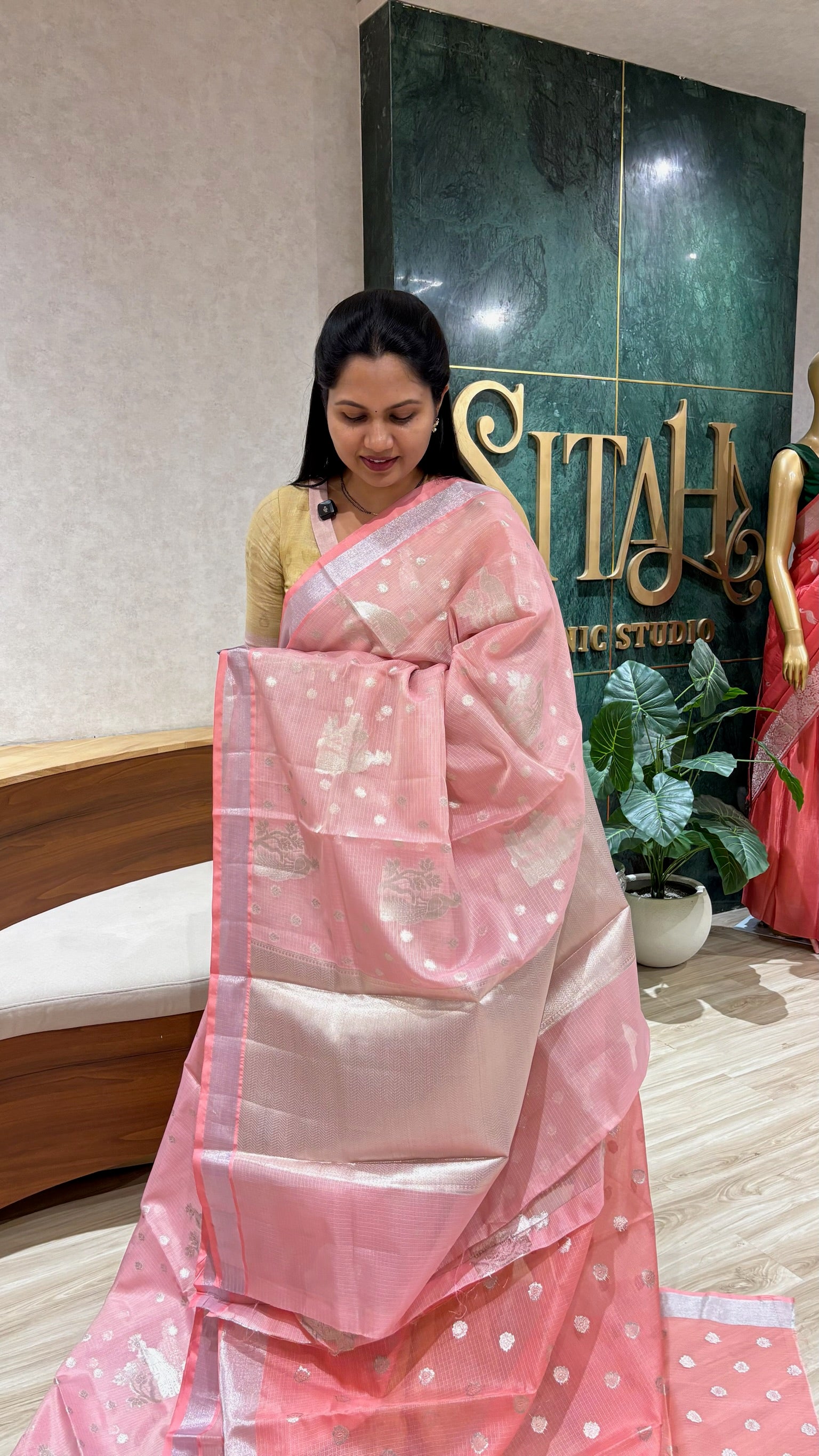 Silk kota peachish pink