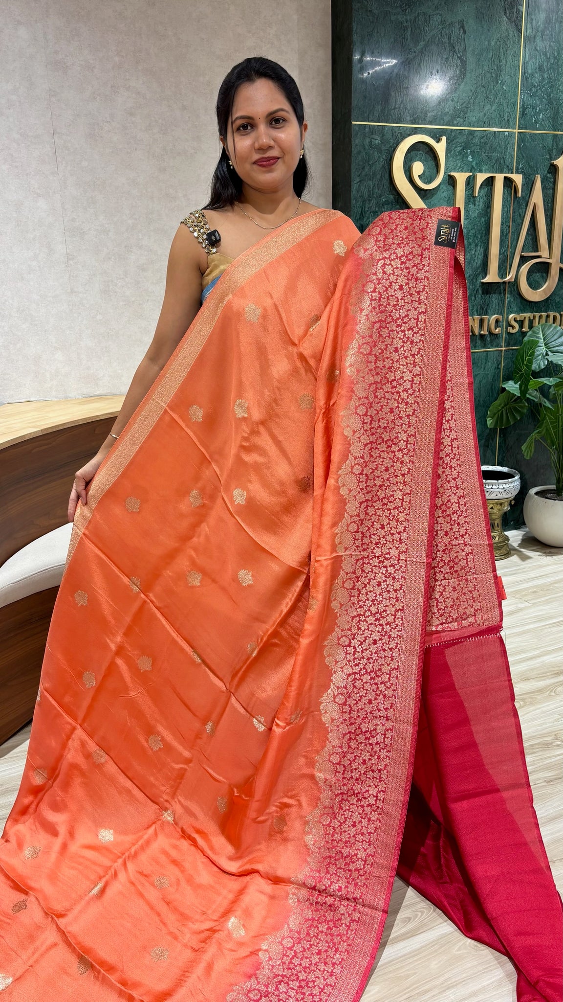 Tissue georgette light orange-red