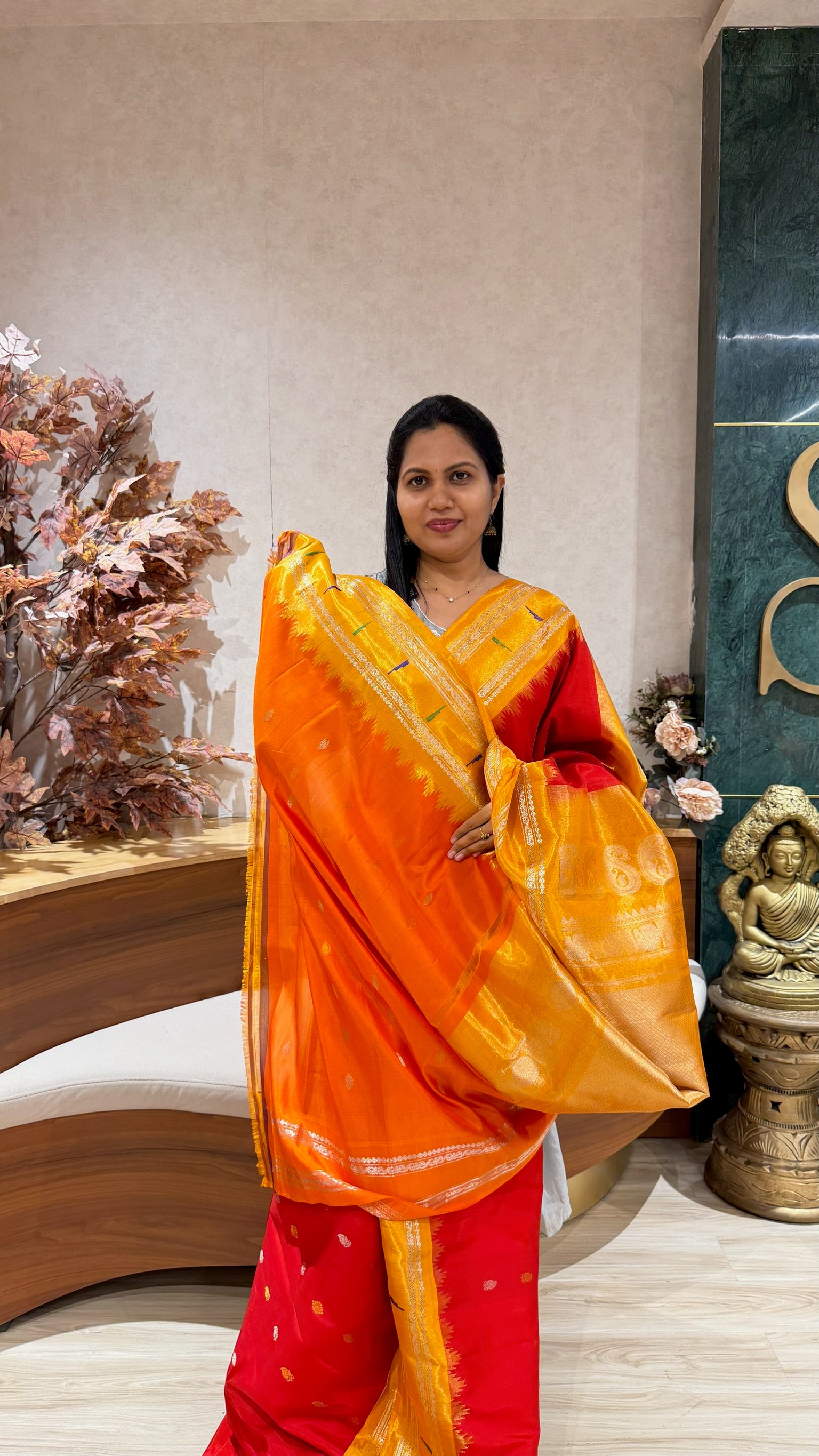 Handloom  Gadwal tissue muniya border