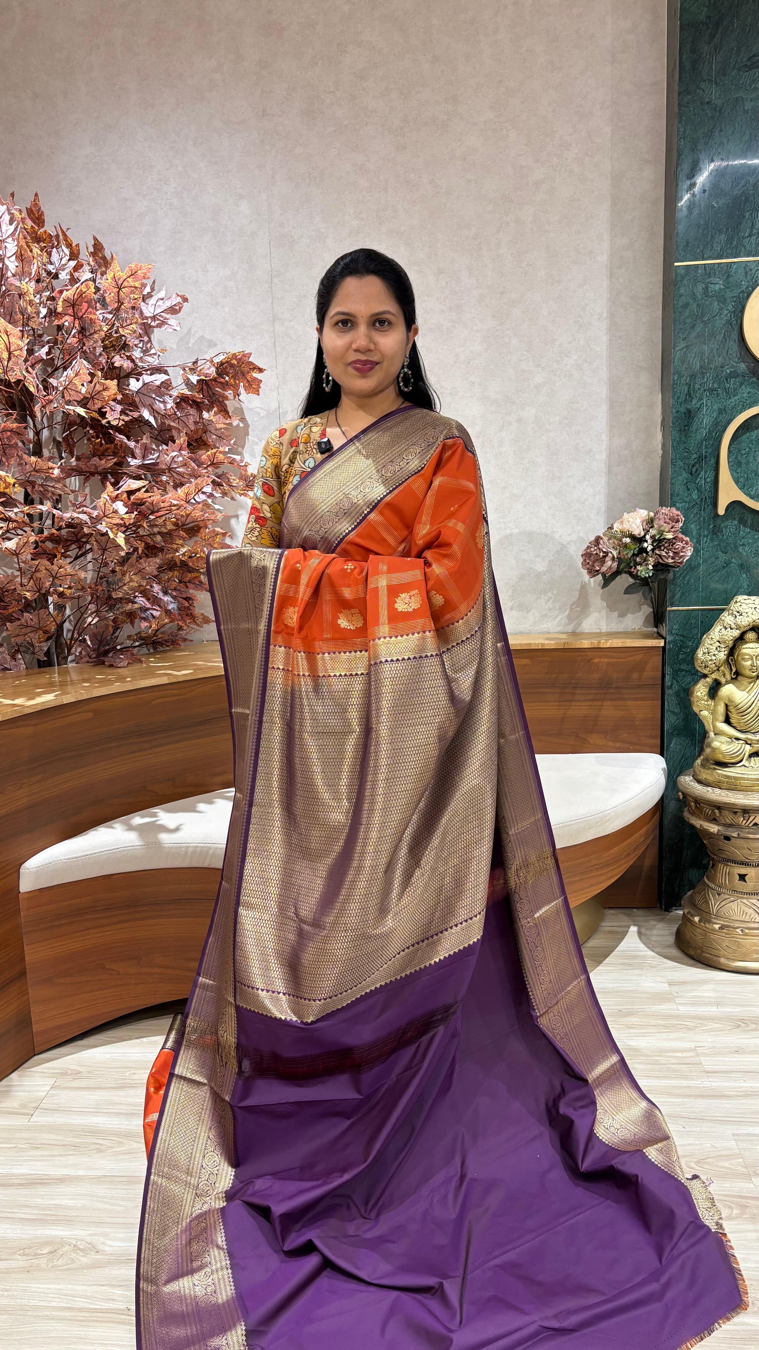 Semi kanchi rust purple
