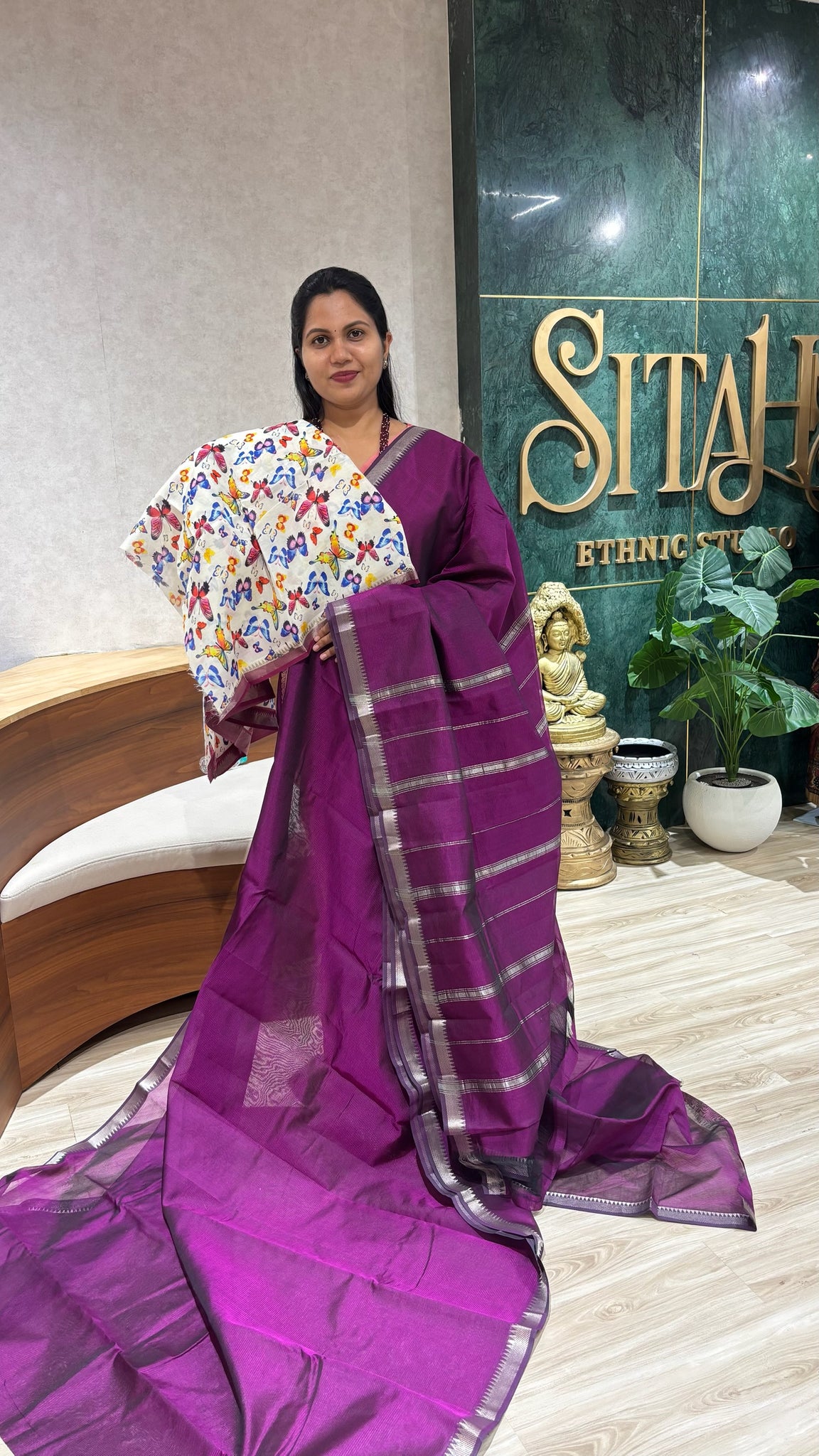 Mangalgiri pattu digital print wine