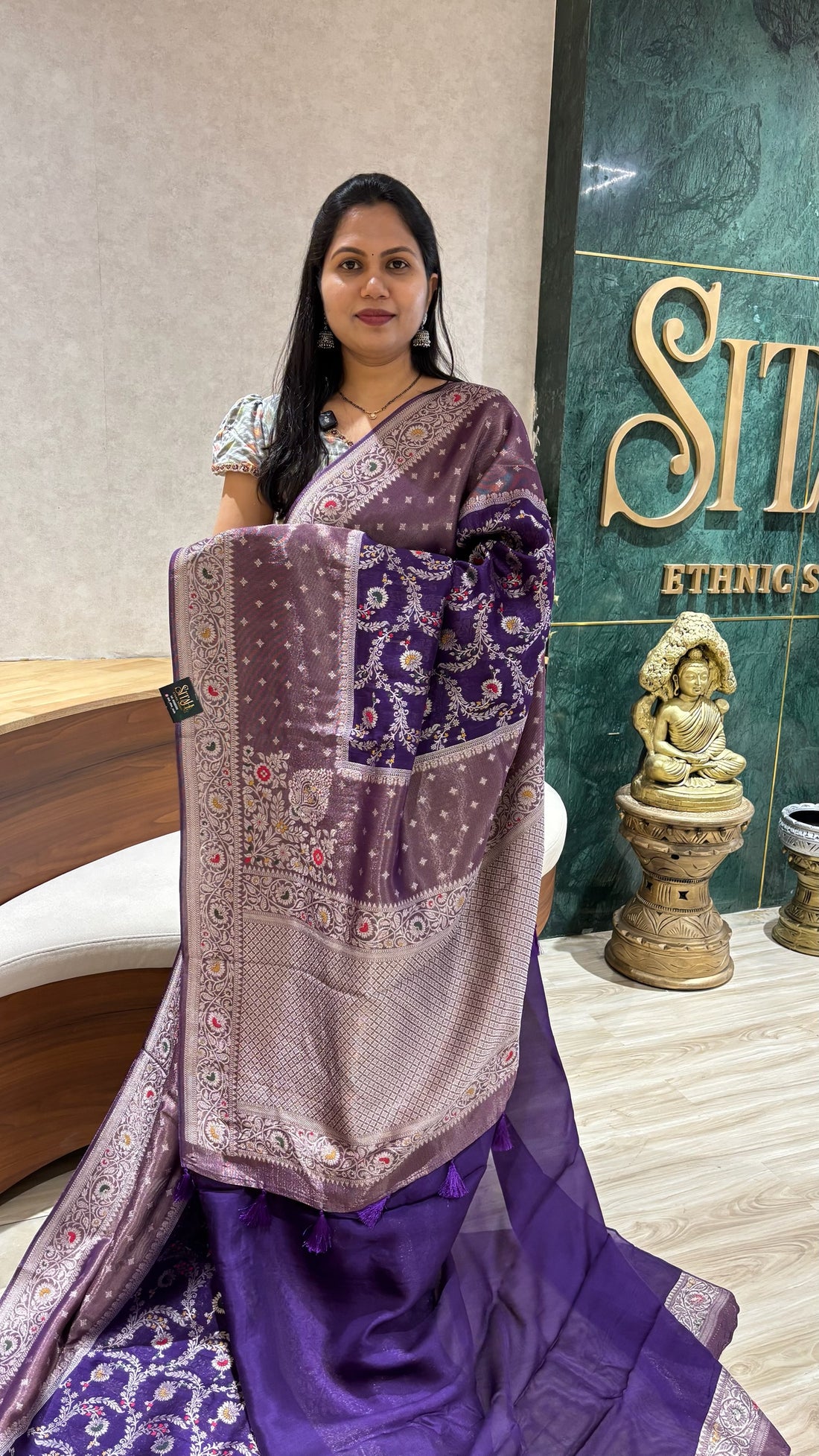 Tussar georgette purple