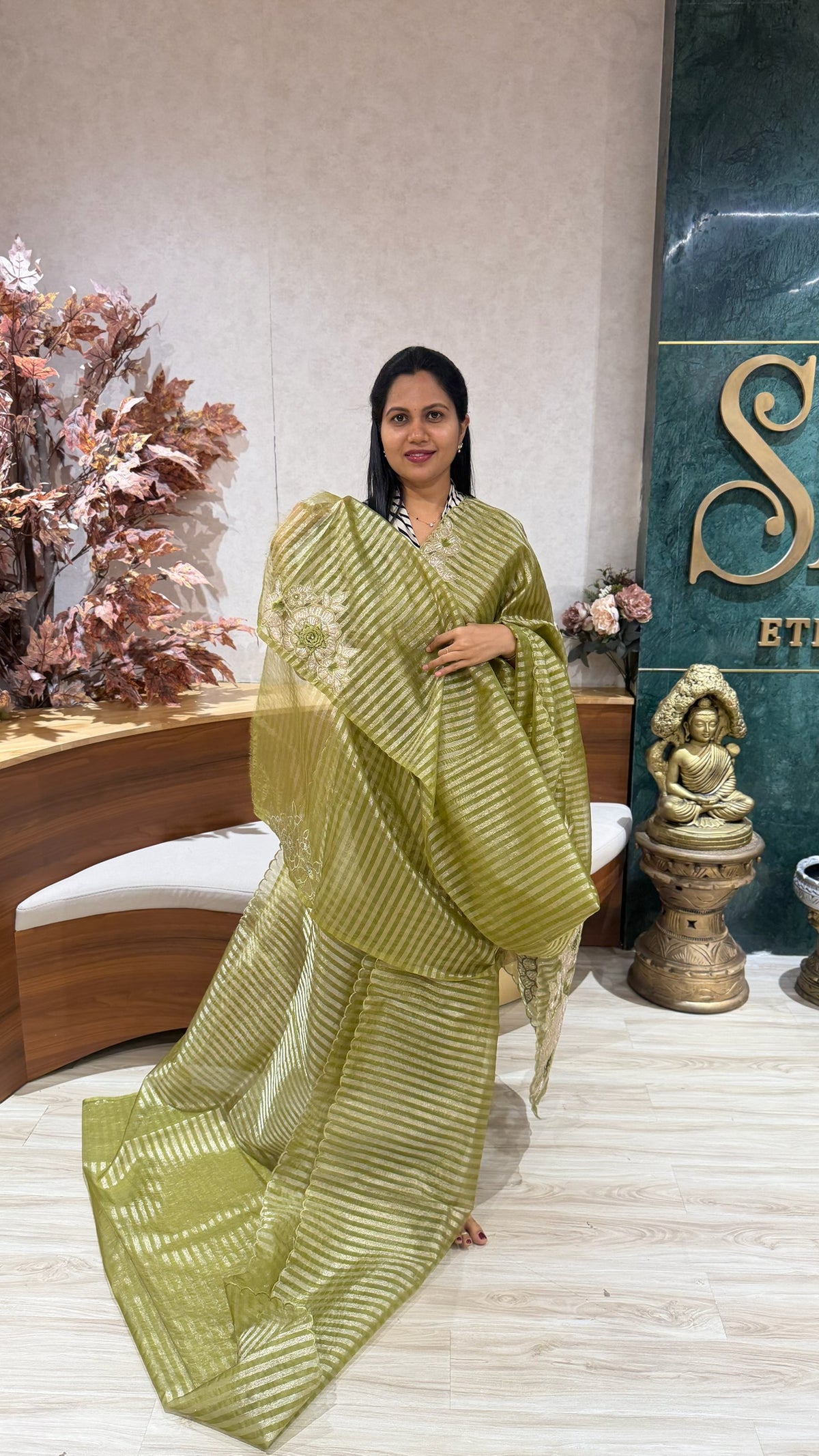 Tissue kora embroidery