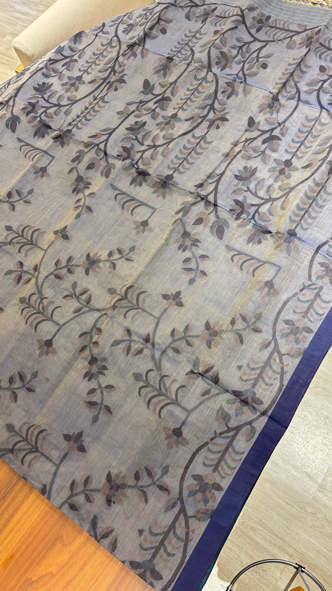 Dhaka cotton grey + purple