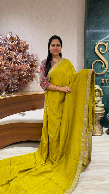 Chinnon crepe work saree