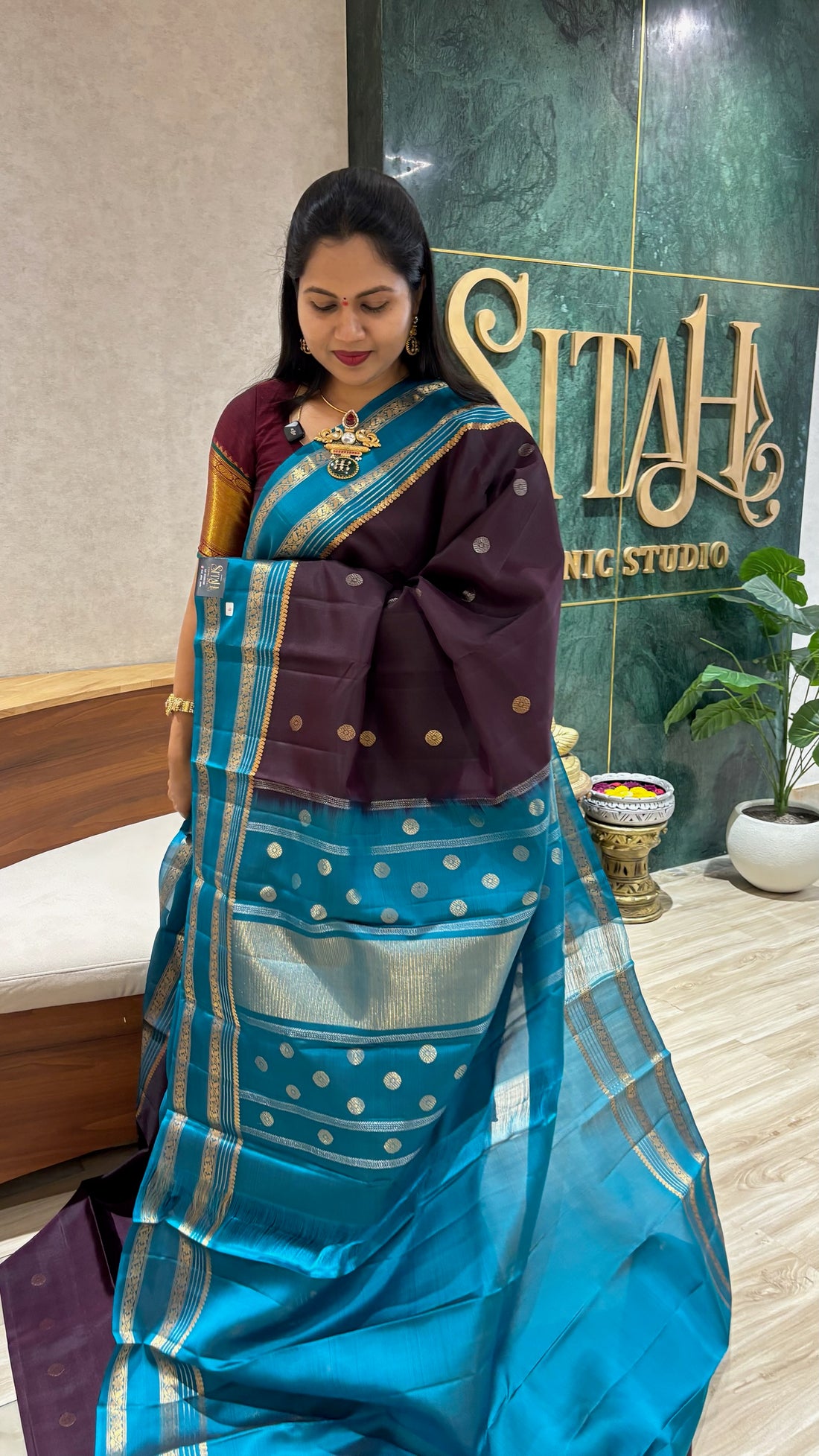 Handloom kanchi wine+ purple mix