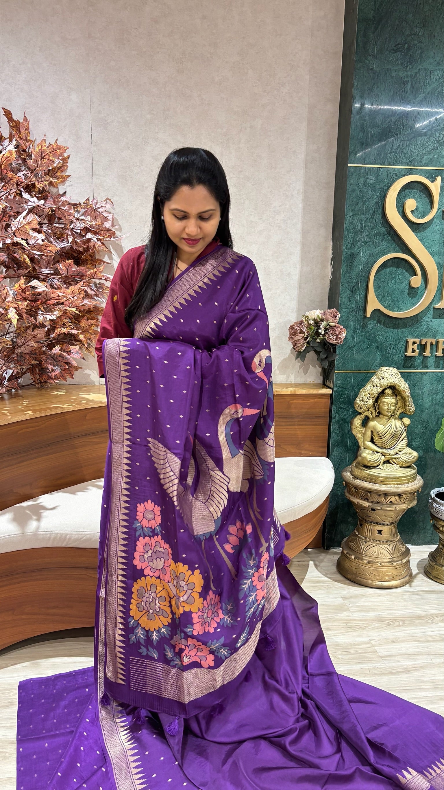 Mashru georgette purple