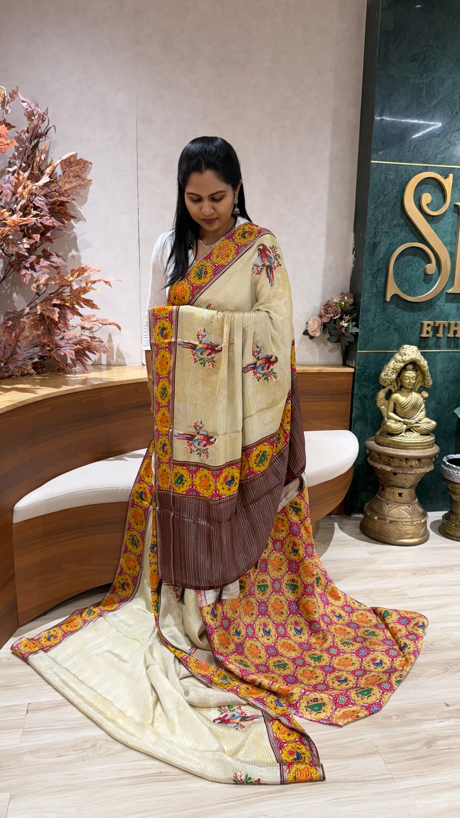 Crepe embroidery