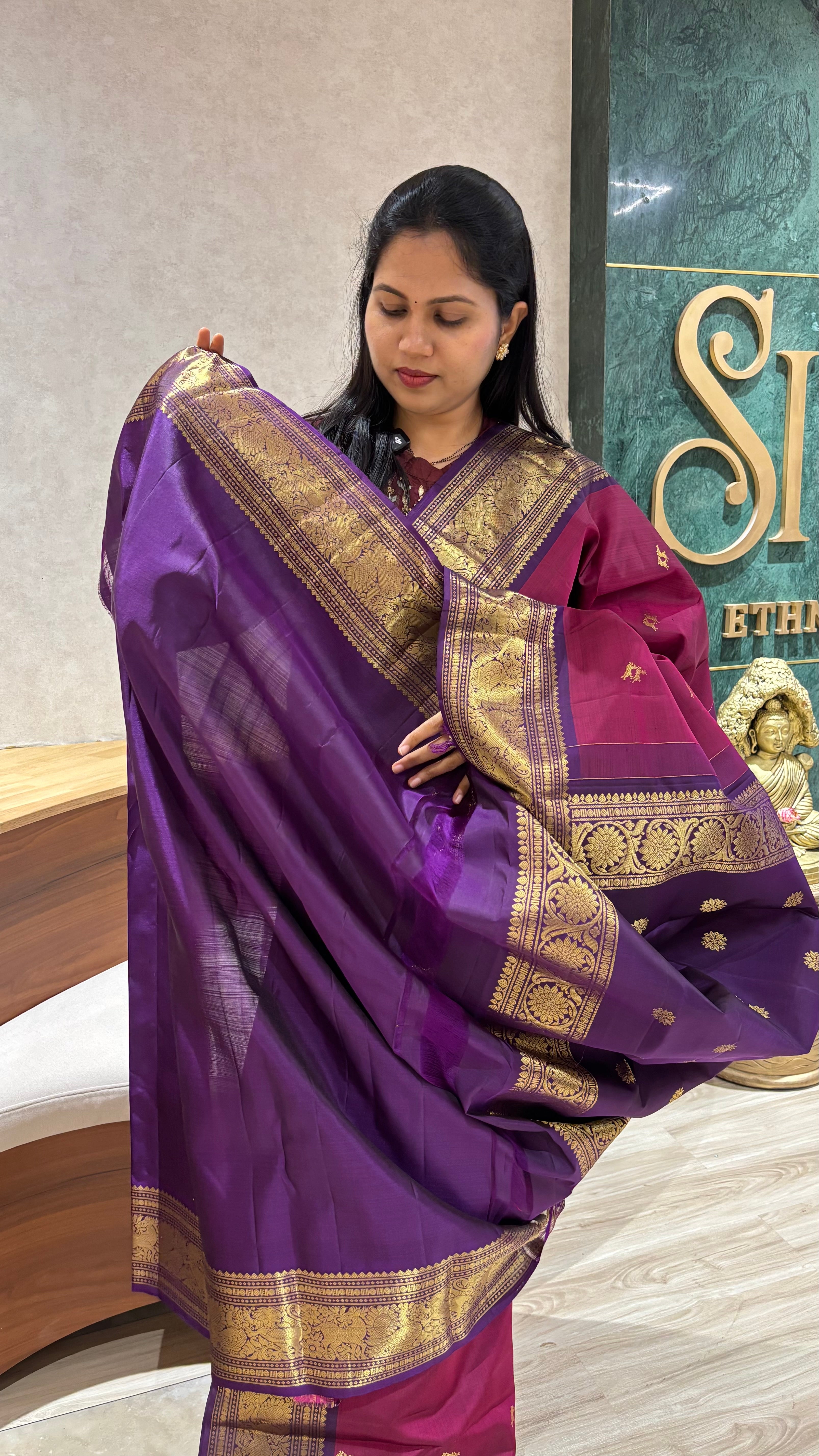 Handloom kanchi magenta-purple