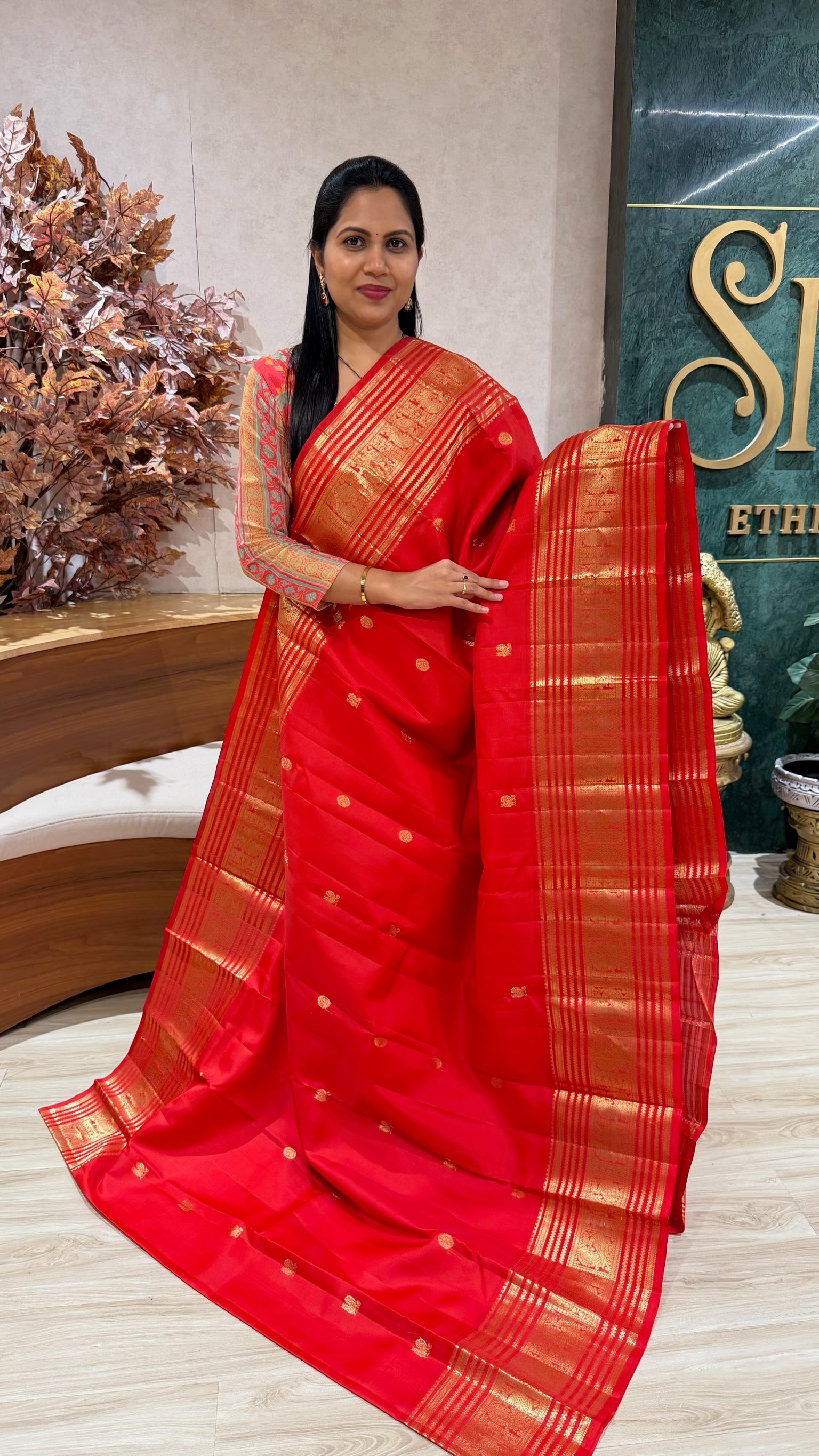 Handloom Kanchi pattu red