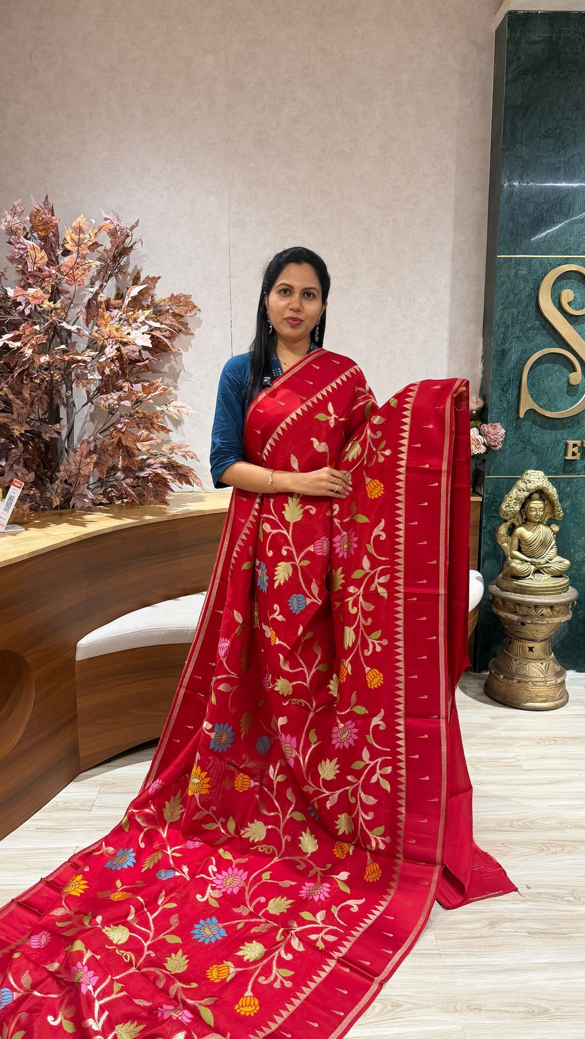 Kosa silk jhamdani red