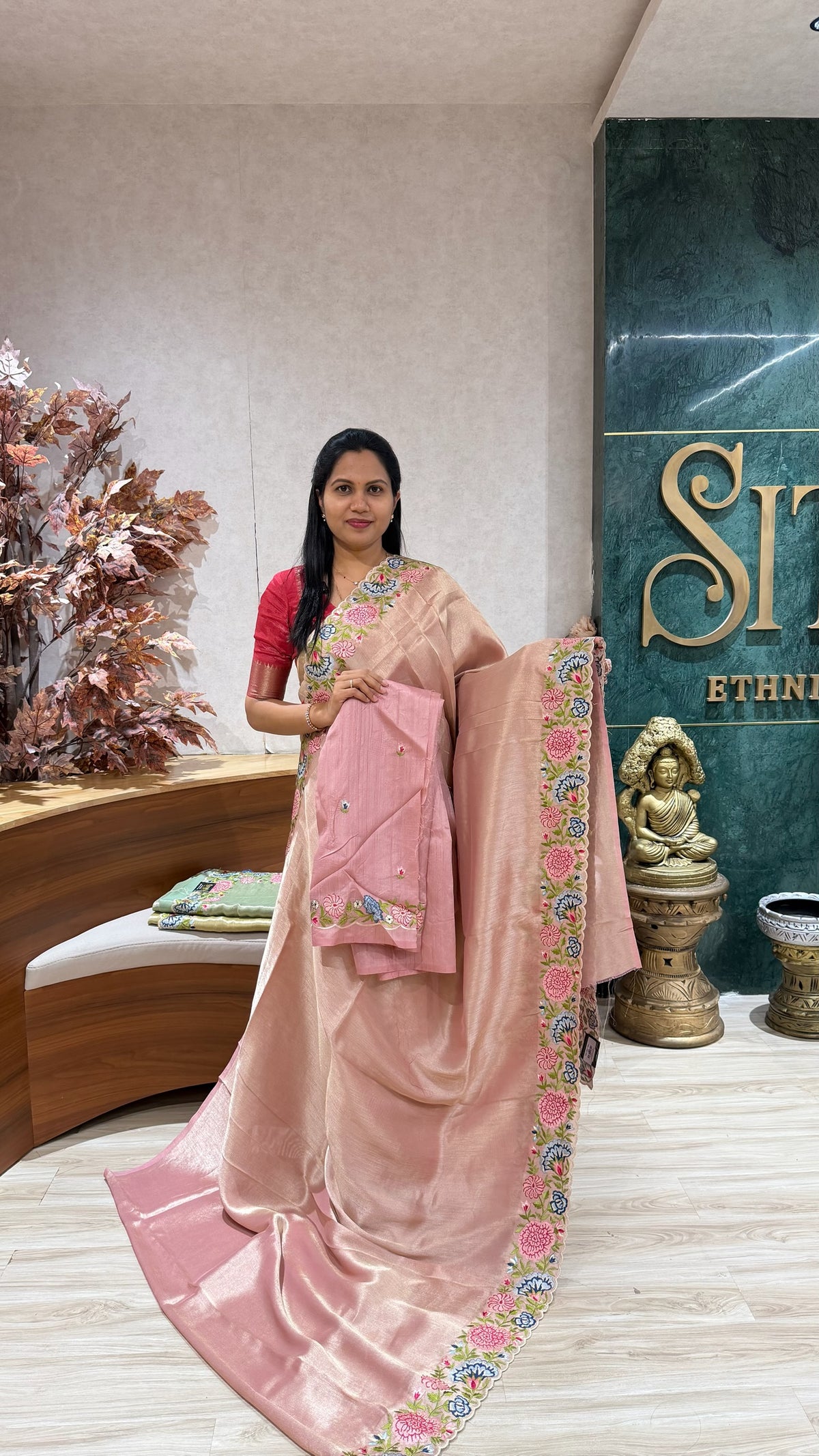 Designer tissues with Tussar embroidery blouses