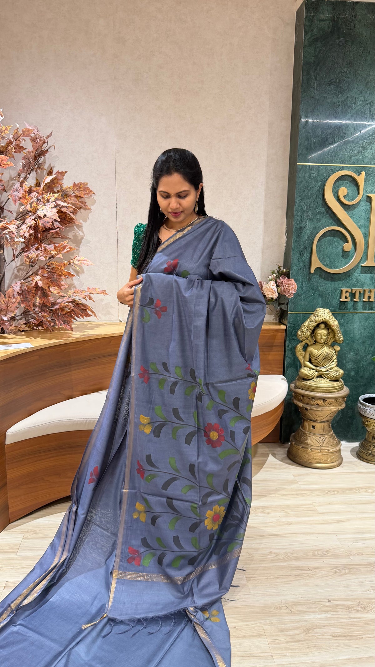 Fancy tussar handpaint