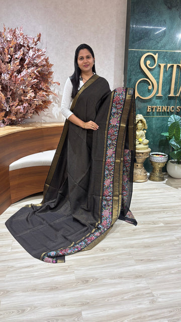 Russian silk embroidery black