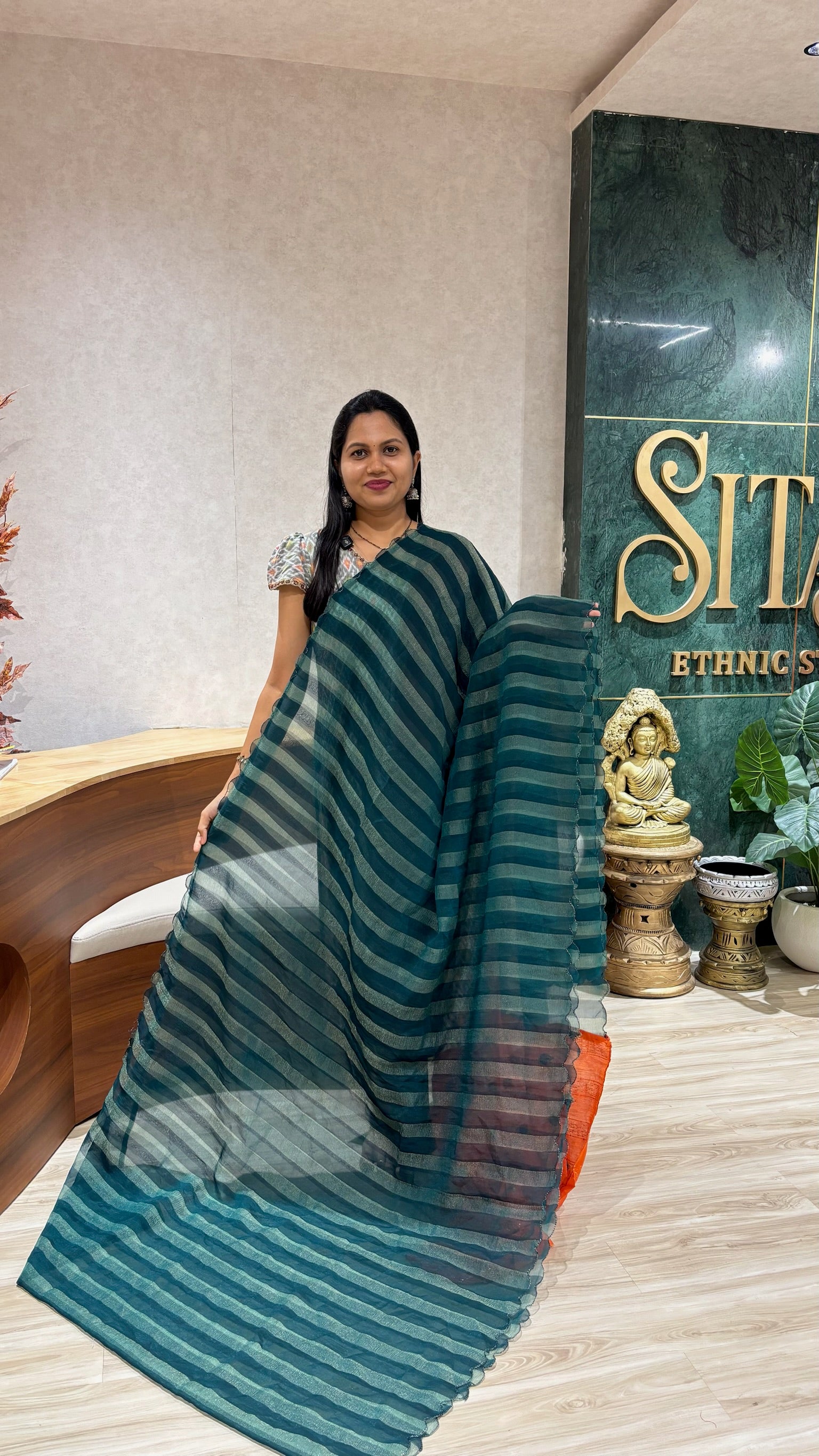 Fancy chiffon emerald green
