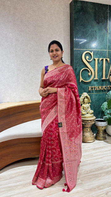 Tussar georgette pink