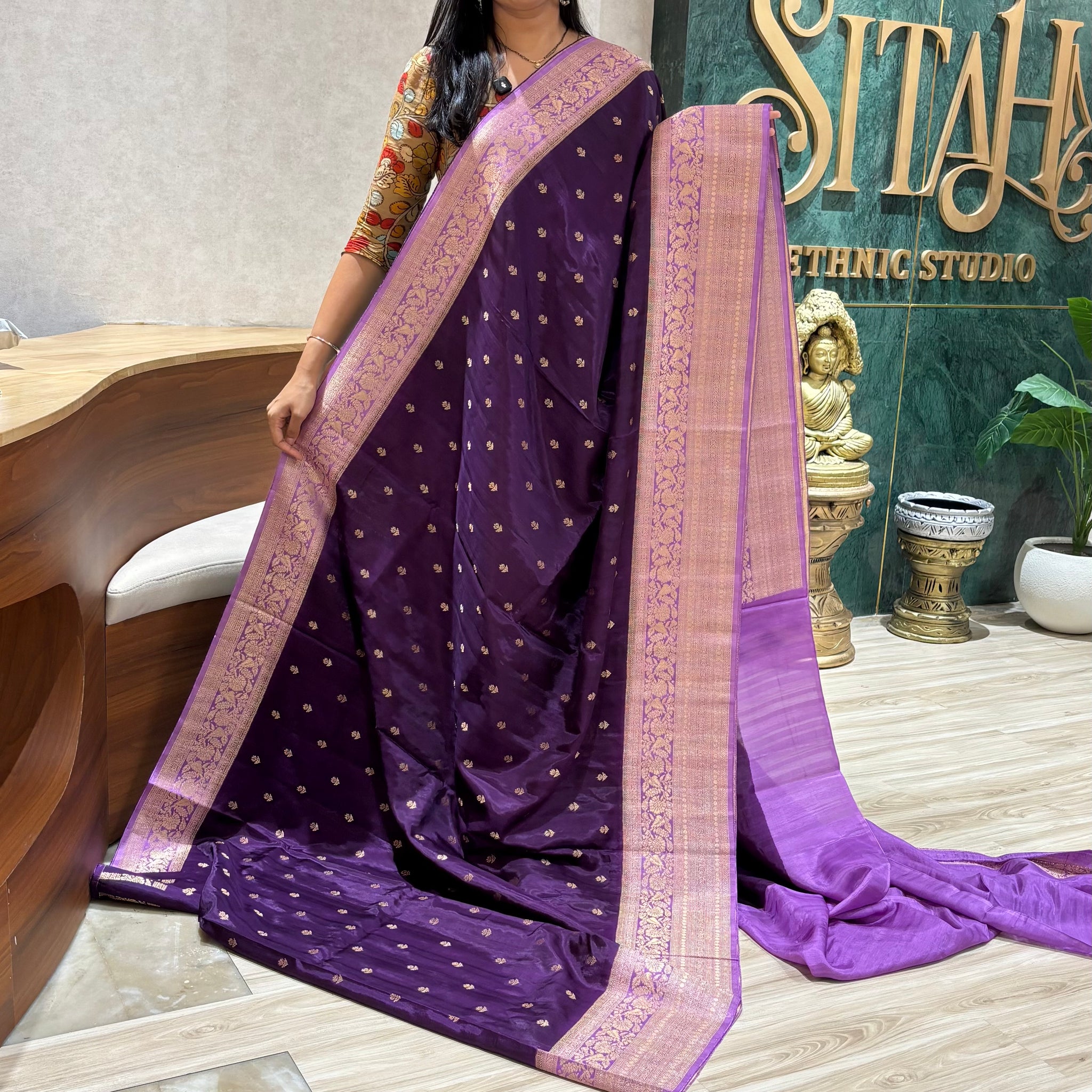 Raw silk sarees purple