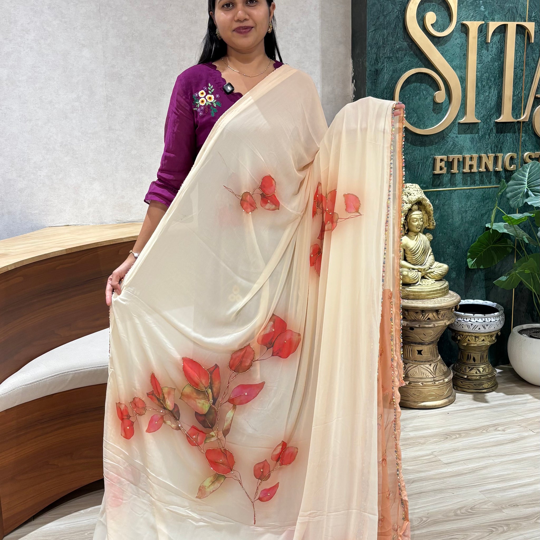 Fancy georgette with bead work