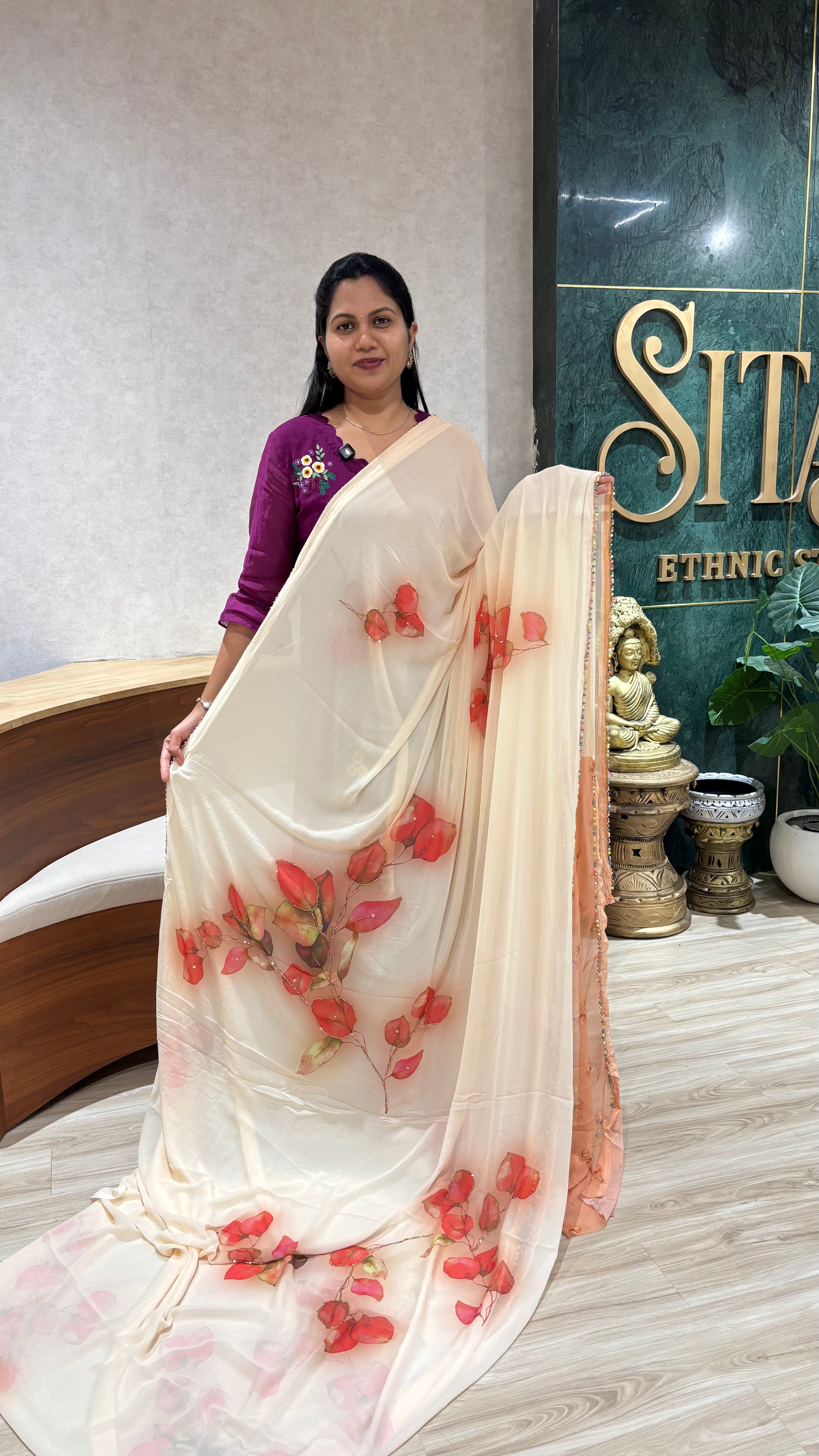 Fancy georgette with bead work