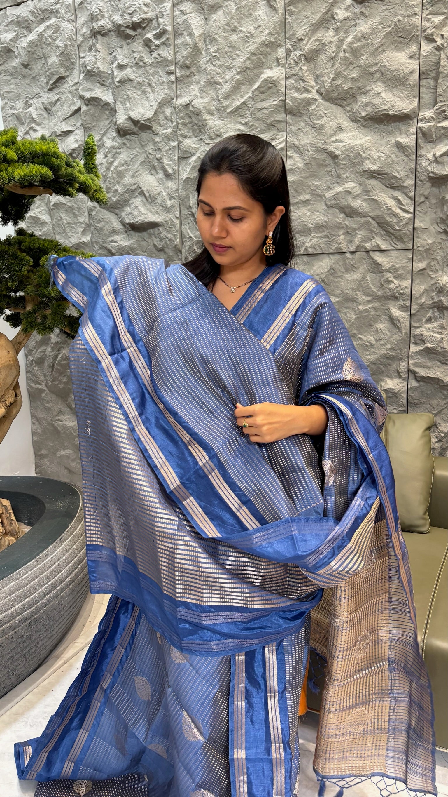 Budget mango pattu blue
