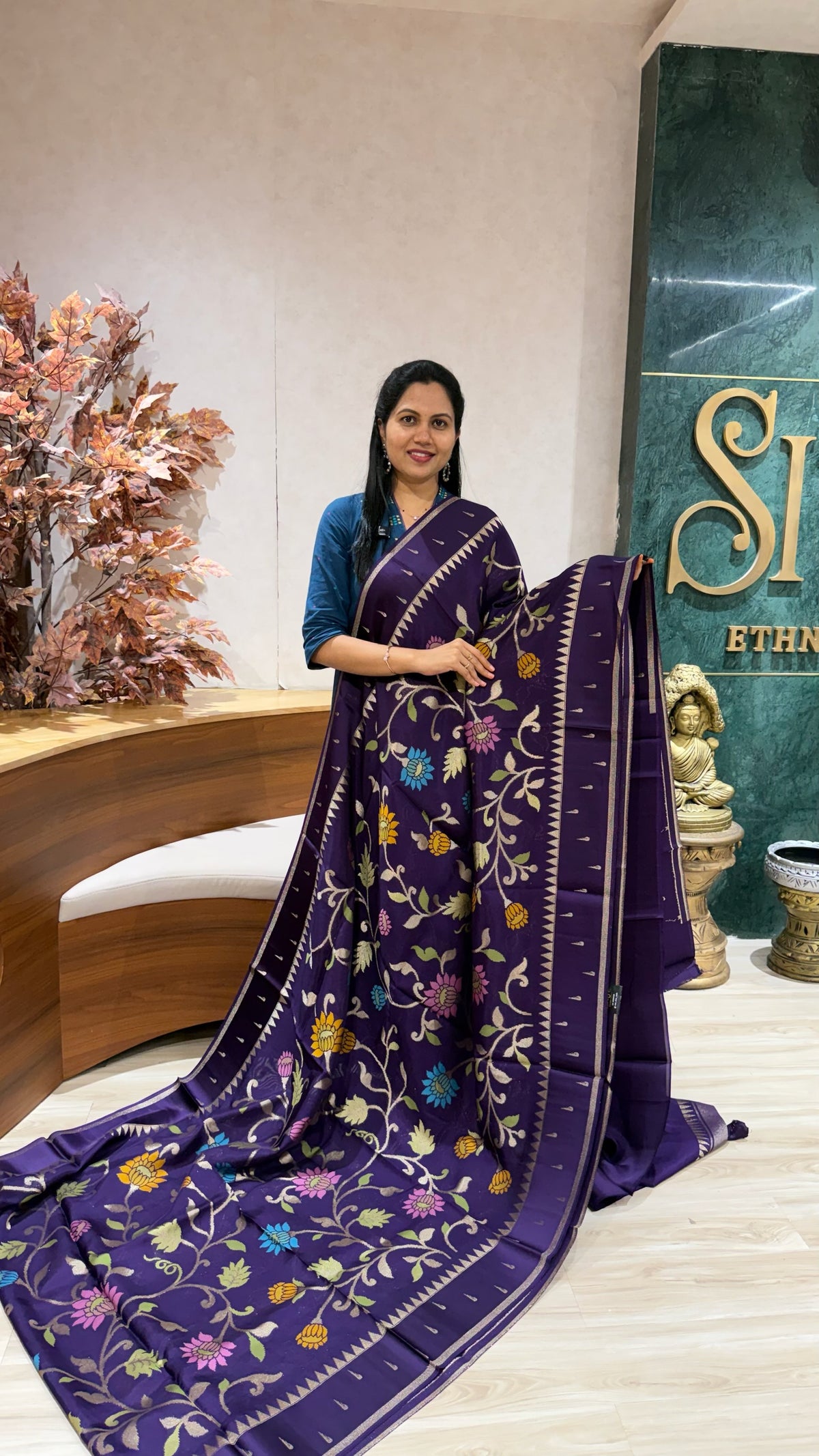 Kosa silk jhamdani purple