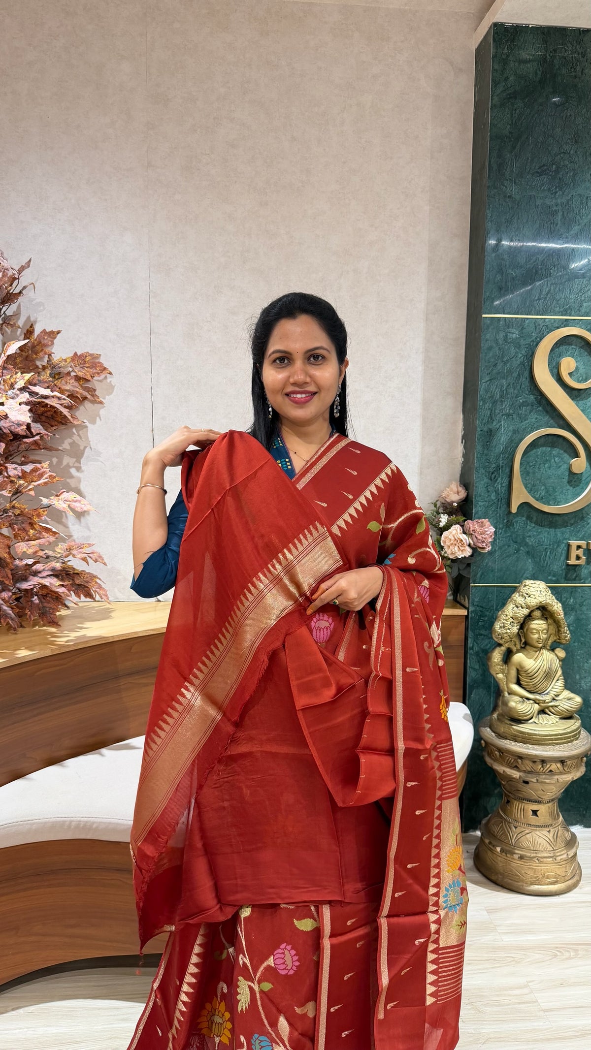 Kosa silk jhamdani rustorange
