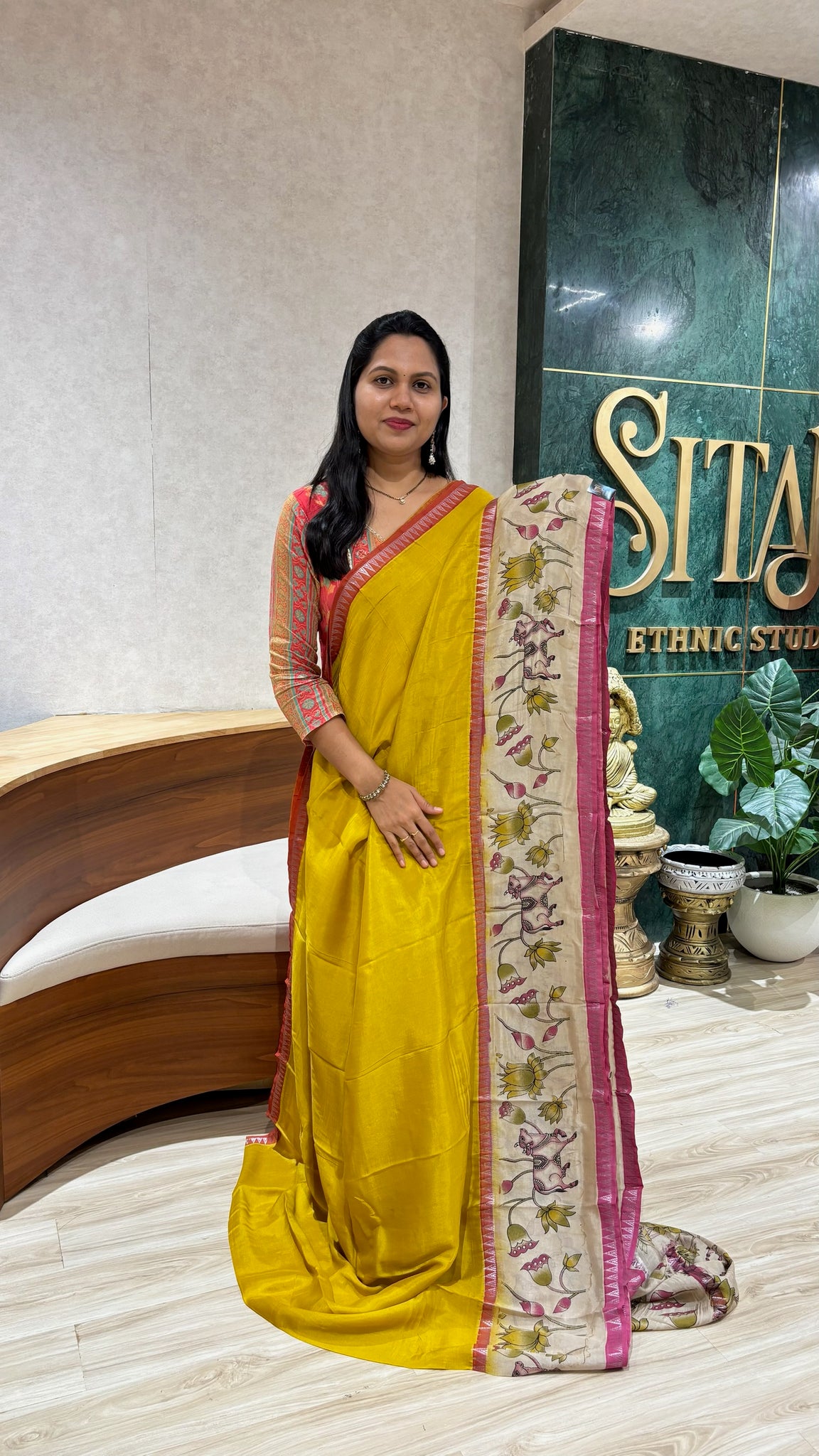 Chennur silk lemon yellow