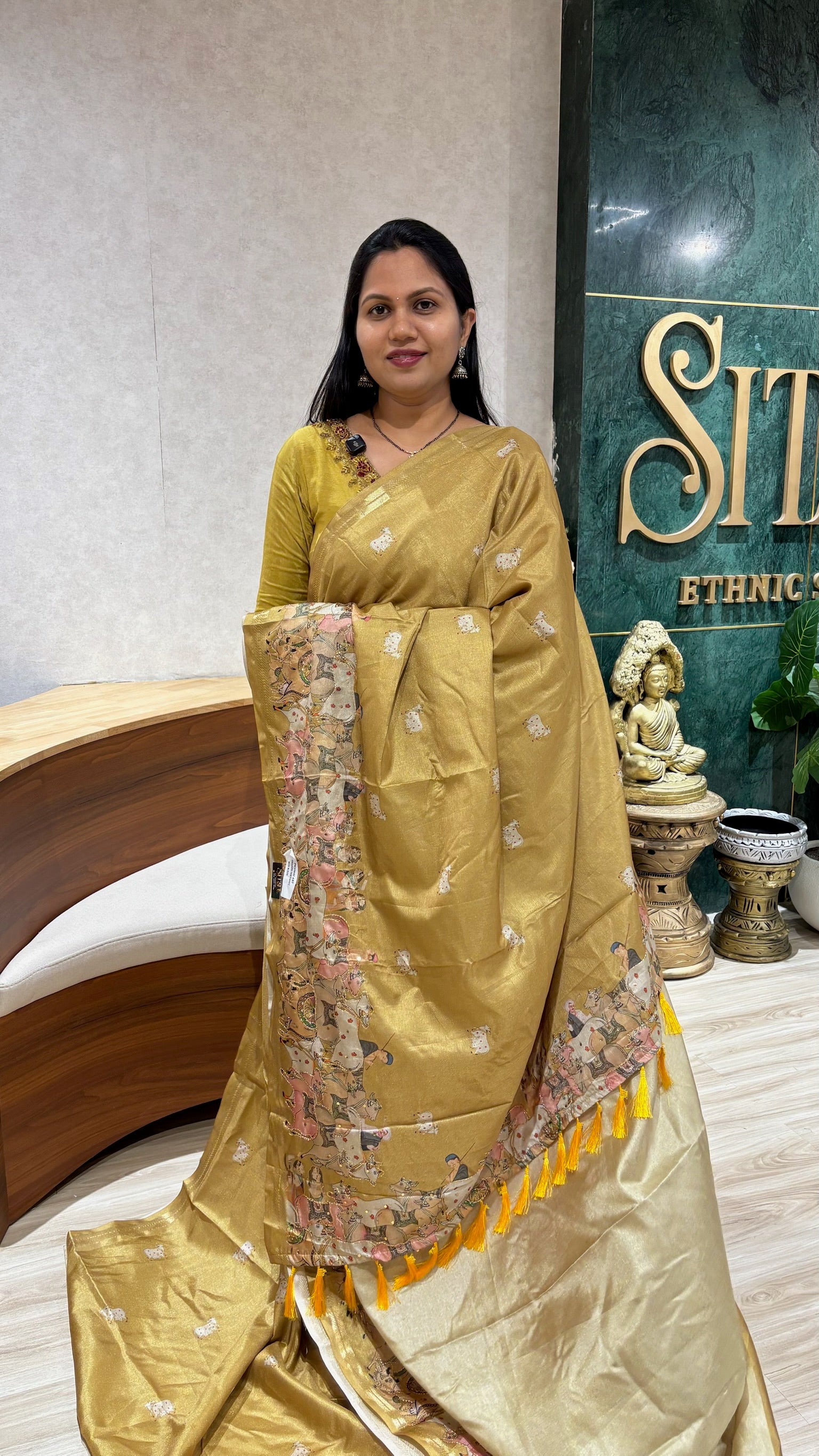 Tussar pitchwai golden yellow