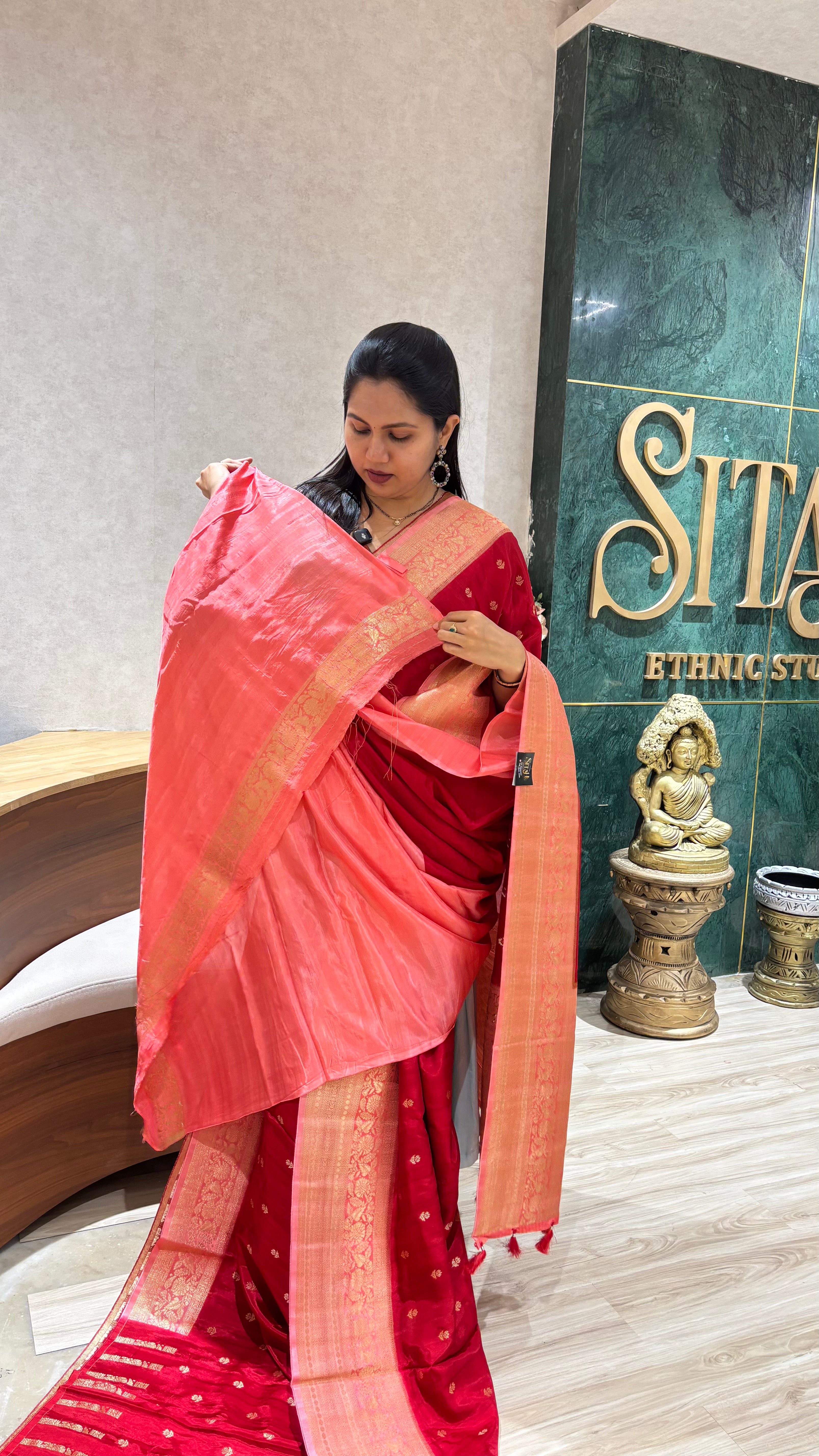 Raw silk sarees red