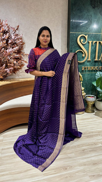 Banaras crepe purple