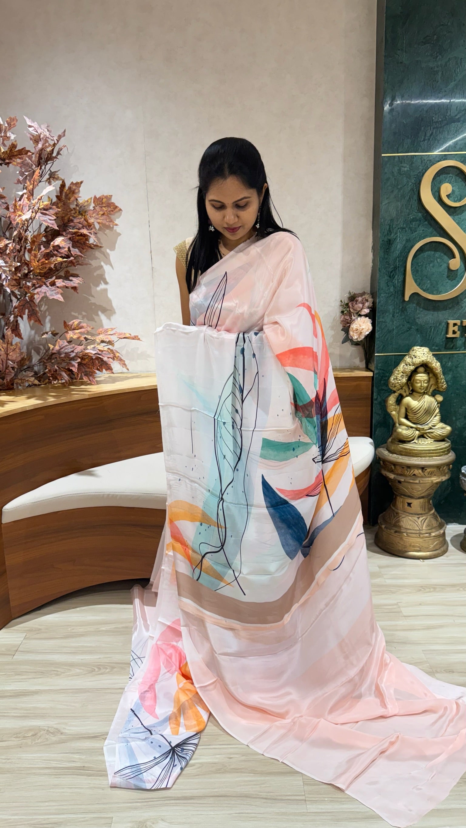 Pure crepe digital print light peach
