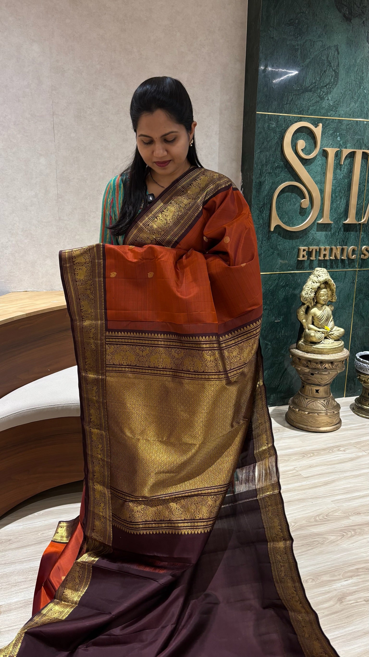 Handloom kanchi pattu - rust