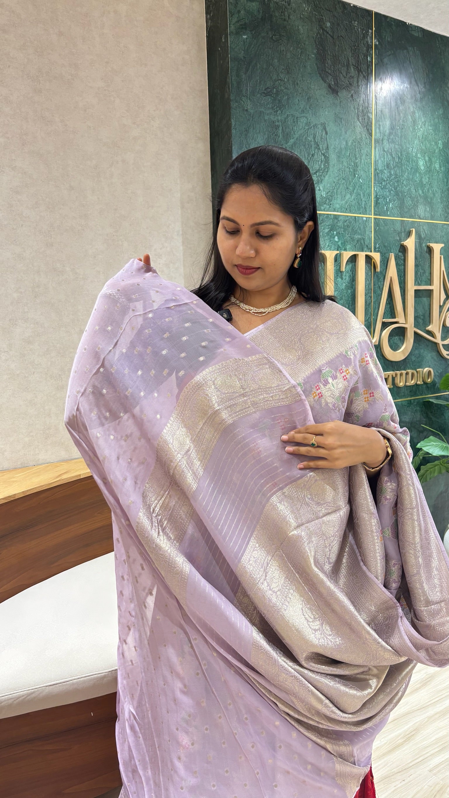 Georgette meena weave lavender